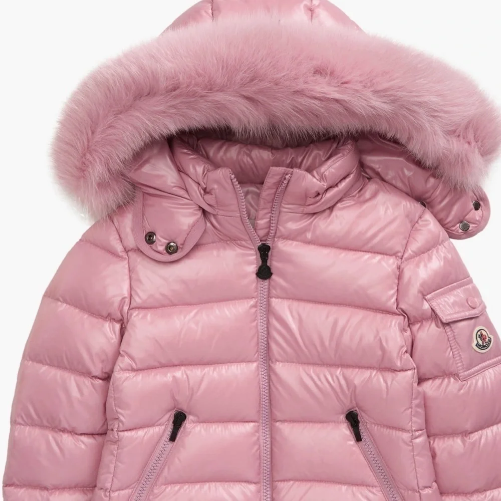 Moncler Kids' Bady Water Resistant Down Puffer Coat w Genuine Fox Fur Trim 10Y